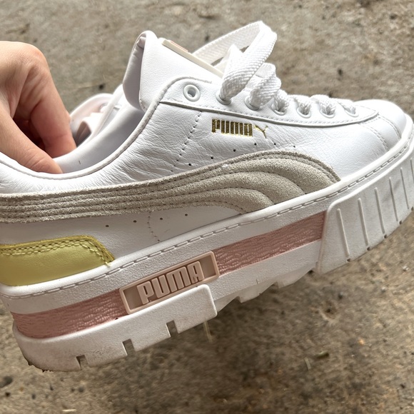 PUMA★MAYZE★厚底★PUMA WHITE-PUMA BLACK-PUMA SILVER Mayze-Wild-Sneakers-Big-Kids